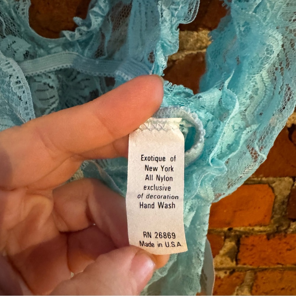 Vintage 1980s Lace Chemise in Soft Blue, One Piece, Deep V Style - Small - Picture 2 of 9